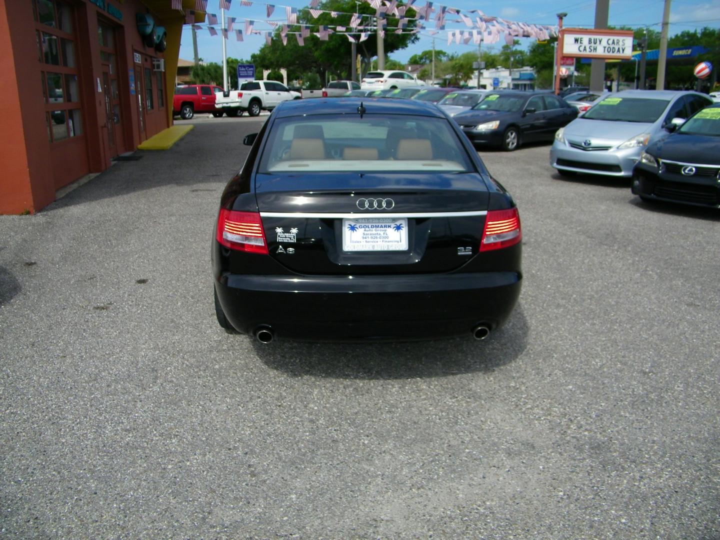 2008 Black /Saddle Audi A6 3.2 with Tiptronic (WAUDH74F18N) with an 3.1L V6 DOHC 24V engine, 6-Speed Automatic Overdrive transmission, located at 4000 Bee Ridge Road, Sarasota, FL, 34233, (941) 926-0300, 27.298664, -82.489151 - Photo#4